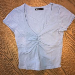 Blue brandy Melville cropped v-neck